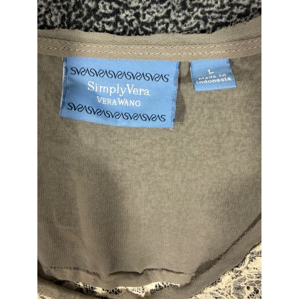 Simply Vera Vera Wang Lace Shift Dress Womens L Grey Floral Sleeveless Pockets - Picture 7 of 9